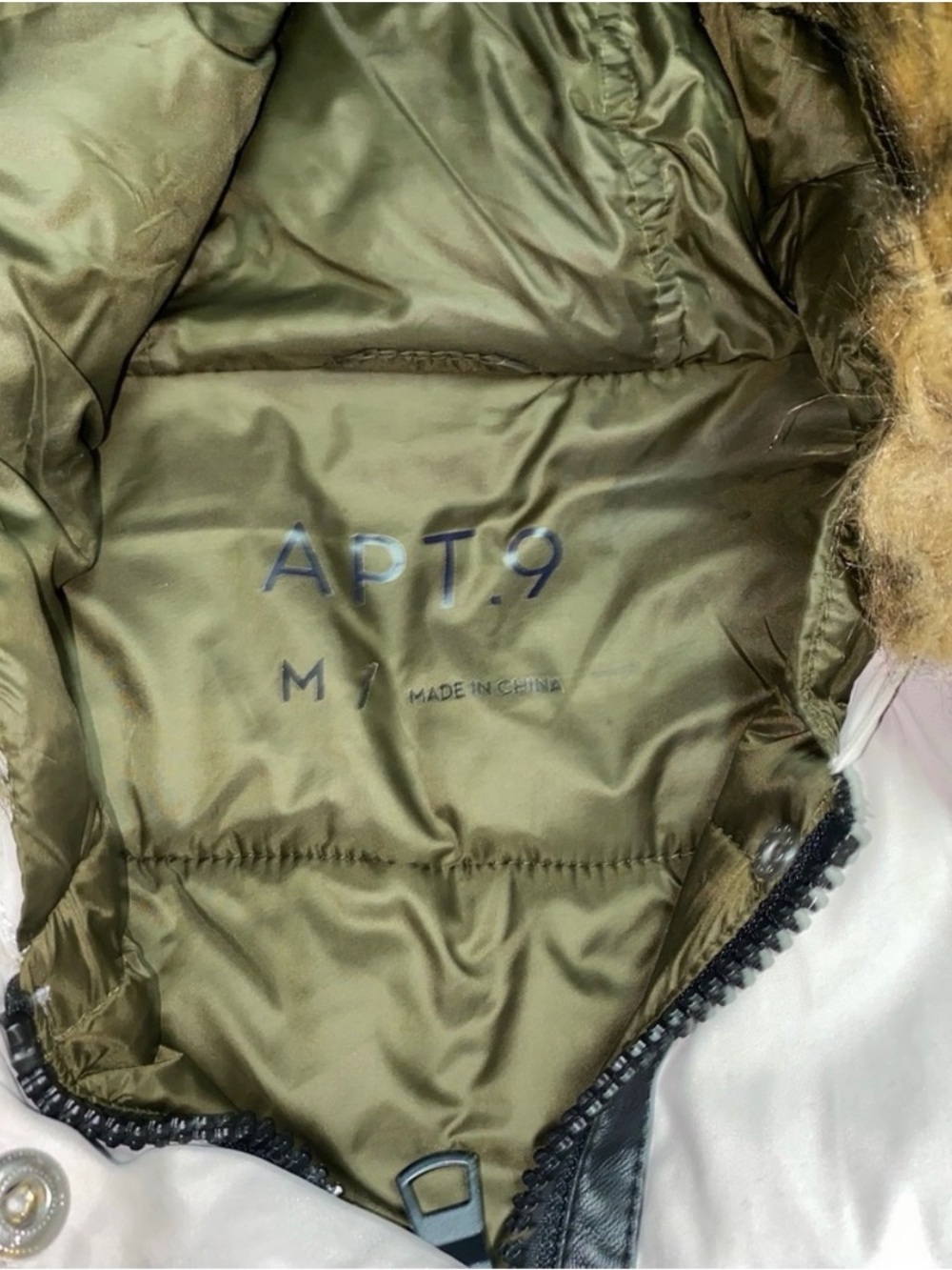 Apt. 9 Ivory Cream Hooded Anorak Puffer Parka Jacket Coat with Faux Fur Trim - Picture 6 of 9